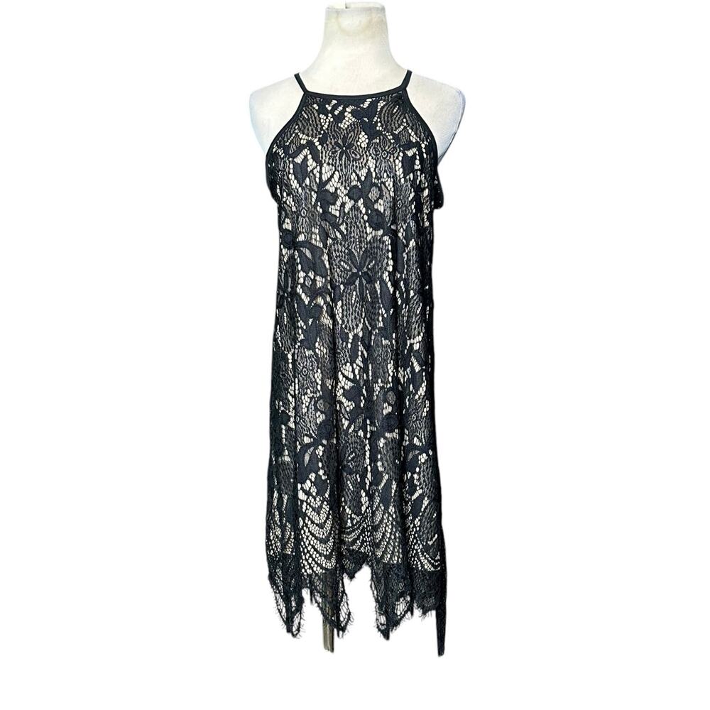 Love FIRE black lace sleeveless mini cocktail dress size large